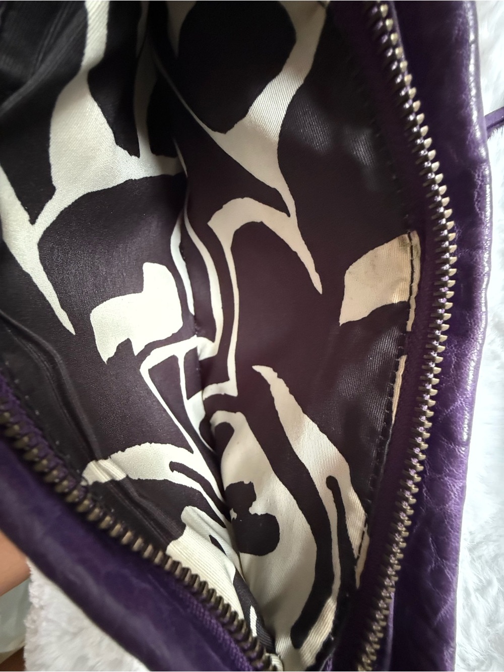 Korto Momolu Purple Leather Shoulder Bag Y2K Chain Strap Zip Detail Purse - Picture 6 of 8